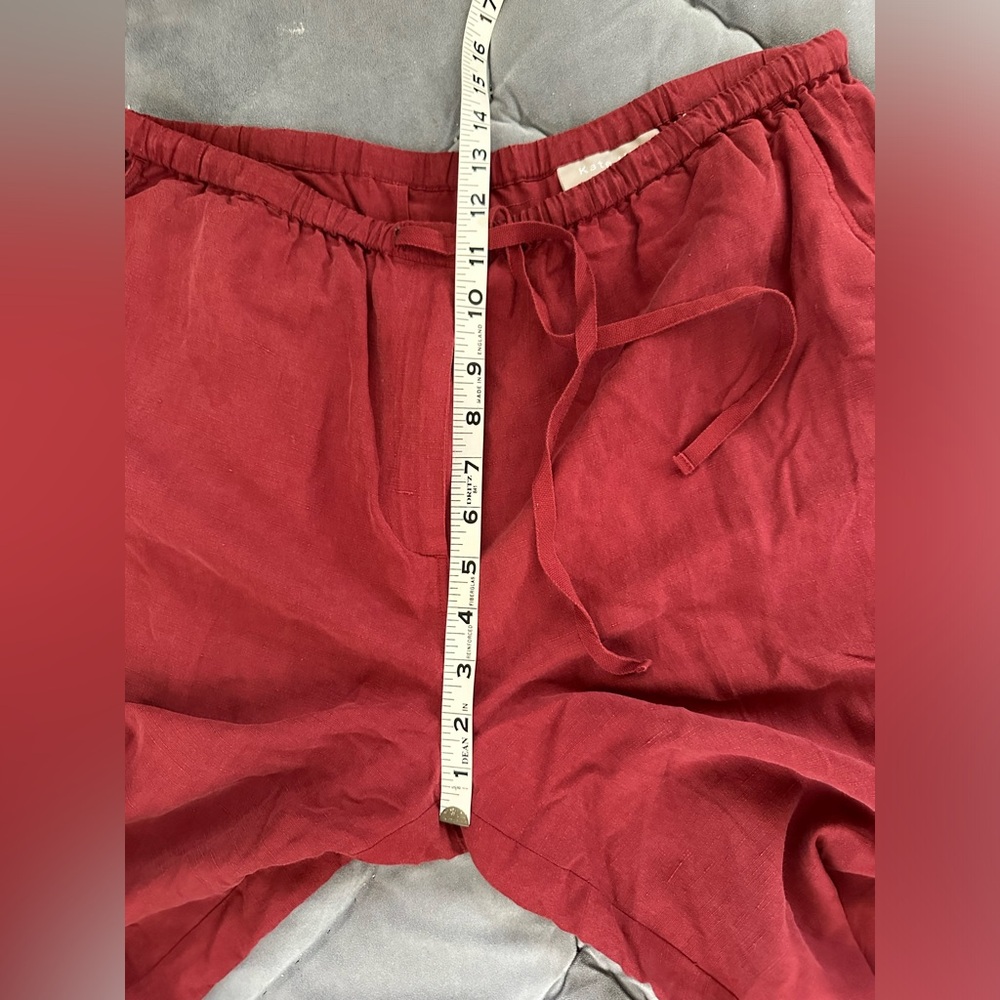 Silk linen blend Kate hill casual red women’s pants  drawstring size 10 - Picture 7 of 13
